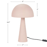 Nourison EPT01 16" Metal Mushroom Table Modern, Retro, Desk, Bedside, Living Room, Office Lamp, Small, Blush Pink