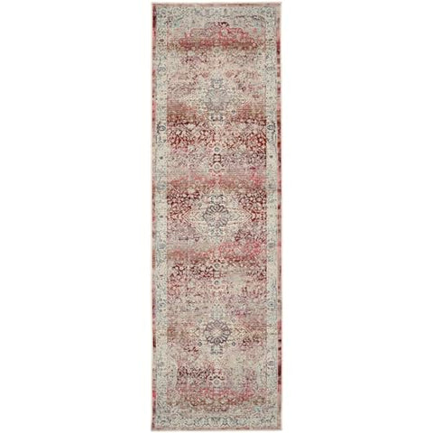 Nourison Vintage Kashan Vintage Red/Ivory 2'4" x 8' Area -Rug, Easy -Cleaning, Non Shedding, Bed Room, Living Room, Dining Room, Kitchen (2x8)