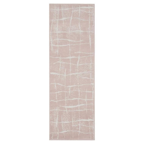 Nourison Whimsicle Pink Ivory 2' x 8' Area Rug, Contemporary, Artistic, Easy Cleaning, Non Shedding, Bed Room, Living Room, Dining Room, Kitchen, (8' Runner)