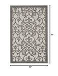 Nourison Aloha Indoor/Outdoor Grey/Charcoal 2'8" x 4' Area Rug, Transitional, French Country, Easy Cleaning, Non Shedding, Bed Room, Kitchen, Living Room, Deck, Backyard, (3' x 4')