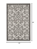 Nourison Aloha Indoor/Outdoor Grey/Charcoal 2'8" x 4' Area Rug, Transitional, French Country, Easy Cleaning, Non Shedding, Bed Room, Kitchen, Living Room, Deck, Backyard, (3' x 4')