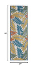 Nourison Aloha Indoor/Outdoor Tropical Botanical Ivory/Multi 2'3" x 8' Area Rug, (2' x 8')