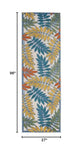Nourison Aloha Indoor/Outdoor Tropical Botanical Ivory/Multi 2'3" x 8' Area Rug, (2' x 8')