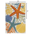 Nourison Aloha Indoor/Outdoor Multicolor 3'6" x 5'6" Area Rug, Coastal, Tropical, Easy Cleaning, Non Shedding, Bed Room, Living Room, Deck, Backyard, (4' x 6')