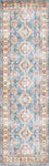 Nourison Fulton Traditional Blue/Ivory 2'3" x 7'6" Area Rug, Easy Clean, Non Shedding, Bed Room, Living Room, Dining Room, Kitchen (2x8)
