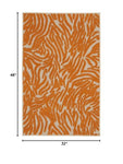 Nourison Aloha Indoor/Outdoor Orange 2'8" x 4' Area -rug, Easy -cleaning, Non Shedding, Bed Room, Living Room, Dining Room, Deck, Backyard, Patio (3x4)