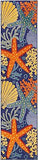 Nourison Aloha Indoor/Outdoor Navy Multicolor 2' x 6' Area Rug, Easy Cleaning, Non Shedding, Bed Room, Living Room, Dining Room, Backyard, Deck, Patio (2x6)