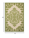 Nourison Aloha Indoor/Outdoor Green 2'8" x 4' Area-Rug, Tropical, Botanical, Easy-Cleaning, Non Shedding, Bed Room, Living Room, Dining Room, Deck, Backyard, Patio (3x4)