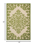 Nourison Aloha Indoor/Outdoor Green 2'8" x 4' Area-Rug, Tropical, Botanical, Easy-Cleaning, Non Shedding, Bed Room, Living Room, Dining Room, Deck, Backyard, Patio (3x4)