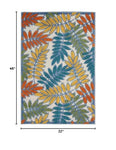 Nourison Aloha Indoor/Outdoor Tropical Botanical Ivory/Multi 2'8" x 4' Area Rug, (3' x4')