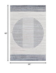 Nourison Astra Machine Washable Geometric Ivory Blue 2'2" x 4' Area -Rug, Easy -Cleaning, Non Shedding, Bed Room, Living Room, Dining Room, Kitchen (2x4)