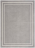 Nourison Essentials Indoor/Outdoor Solid Bordered Grey/Ivory 5' x 7' Area Rug, Easy Cleaning, Non Shedding, Bed Room, Living Room, Dining Room, Backyard, Deck, Patio (5x7)
