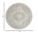 Nourison Tranquil Traditional Ivory/Grey 4' x Round Area -Rug, Easy -Cleaning, Non Shedding, Bed Room, Living Room, Dining Room, Kitchen (4 Round)