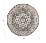 Nourison Concerto Traditional Grey/Ivory 4' x Round Area Rug, Easy Clean, Non Shedding, Bed Room, Living Room, Dining Room, Kitchen (4 Round)