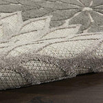 Nourison Aloha Indoor/Outdoor Floral Silver Grey 2' x 6' Area Rug, (6' Runner)
