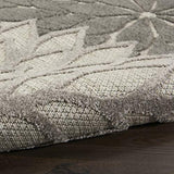Nourison Aloha Indoor/Outdoor Floral Silver Grey 2' x 6' Area Rug, (6' Runner)