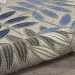 Nourison Aloha Indoor/Outdoor Grey/Blue 9'6" x 13' Area Rug, Easy Cleaning, Non Shedding, Bed Room, Living Room, Dining Room, Backyard, Deck, Patio (10x13)