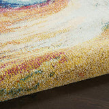 Nourison Celestial Multicolor Wave 4' x Round Area Rug, Abstract, Spiral, Bed Room, Living Room, Dining Room, Kitchen, Easy Cleaning, Non Shedding, (4' Round)