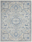Nourison Elation Floral Ivory Blue 2' x 3' Area Rug, Easy Clean, Non Shedding, Bed Room, Living Room, Dining Room, Kitchen (2x3)