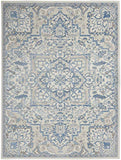 Nourison Elation Floral Ivory Blue 2'3" x 7'6" Area -Rug, Easy -Cleaning, Non Shedding, Bed Room, Living Room, Dining Room, Kitchen (2x7)