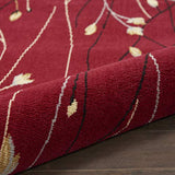 Nourison Grafix Red 4' x Round Area Rug, Modern, Botanical , Bed Room, Living Room, Dining Room, Kitchen, Easy Clean, Non Shedding, (4' Round)