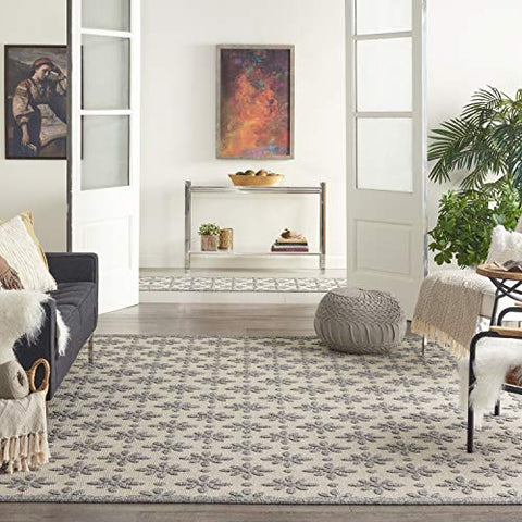 Nourison Palamos Indoor-Outdoor Cream 7'10" x 9'10" Area Rug, Easy Cleaning, Non Shedding, Bed Room, Living Room, Dining Room, Backyard, Deck, Patio (8x10)