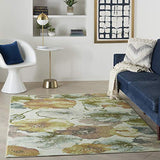 Nourison Trance Floral Ivory/Multi 3'11" x 5'11" Area -Rug, Easy -Cleaning, Non Shedding, Bed Room, Living Room, Dining Room, Kitchen (4x6)