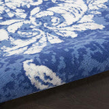 Nourison Whimsicle Damask Navy Ivory 4' x 6' Area Rug, Easy Cleaning, Non Shedding, Bed Room, Living Room, Dining Room, Kitchen (4x6)