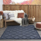 Nourison Easy Care Moroccan Navy Blue 4' x 6' Area Rug, Trellis, Easy Cleaning, Non Shedding, Bed Room, Living Room, Dining Room, Backyard, Deck, Patio (4x6)