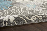 Nourison Passion Charcoal/Blue 6'7" x 9'6" Area Rug, Floral, Farmhouse, Easy Cleaning, Non Shedding, Bed Room, Living Room, Dining Room, Kitchen, (7' x 10')