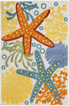 Nourison Aloha Indoor/Outdoor Multicolor 2'8" x 4' Area Rug, Coastal, Tropical, Easy Cleaning, Non Shedding, Bed Room, Living Room, Deck, Backyard, (3' x4')