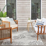Nourison Garden Oasis Indoor-Outdoor Grey 4' x 6' Area Rug, Easy Cleaning, Non Shedding, Bed Room, Living Room, Dining Room, Backyard, Deck, Patio (4x6)