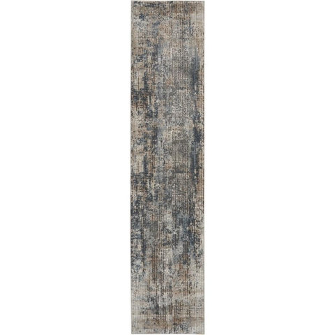 Nourison Concerto Abstract Blue/Beige 2'2" x 7'6" Area -Rug, Easy -Cleaning, Non Shedding, Bed Room, Living Room, Dining Room, Kitchen (2x7)