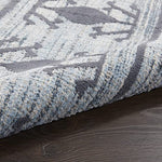 Nourison Asilah Light/Blue/Charcoal 2'2" x 8'2" Area Rug, Modern, Moroccan, Easy Cleaning, Non Shedding, Bed Room, Living Room, Dining Room, Kitchen, (8' x Runner)