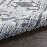 Nourison Asilah Light/Blue/Charcoal 2'2" x 8'2" Area Rug, Modern, Moroccan, Easy Cleaning, Non Shedding, Bed Room, Living Room, Dining Room, Kitchen, (8' x Runner)
