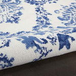 Nourison Whimsicle Damask Ivory Navy 6' x 9' Area Rug, Easy Cleaning, Non Shedding, Bed Room, Living Room, Dining Room, Kitchen (6x9)