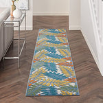 Nourison Aloha Indoor/Outdoor Tropical Botanical Ivory/Multi 2'3" x 10' Area Rug, (2' x 10')