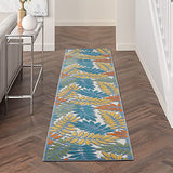 Nourison Aloha Indoor/Outdoor Tropical Botanical Ivory/Multi 2'3" x 10' Area Rug, (2' x 10')