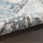 Nourison Geneva Grey/Blue 2'2" x 7'6" Area Rug, Vintage, French Country, Easy Cleaning, Non Shedding, Bed Room, Living Room, Dining Room, Kitchen, (8' x Runner)