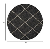 Nourison Brisbane Shag Charcoal 4' x Round Area-Rug, Easy-Cleaning, Non Shedding, Bed Room, Living Room, Dining Room, Kitchen (4 Round)
