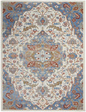 Nourison Elation Floral Ivory Blue 4' x 6' Area Rug, Easy-Cleaning, Non Shedding, Bed Room, Living Room, Dining Room, Kitchen (4x6)