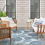Nourison Garden Oasis Indoor-Outdoor Blue 4' x 6' Area Rug, Easy Cleaning, Non Shedding, Bed Room, Living Room, Dining Room, Backyard, Deck, Patio (4x6)