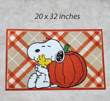 Nourison Peanuts Accent Throw Rug 20 x 32 inches Non-Skid Latex Backing Cartoon Character Print (Fall Pumpkin Rug)