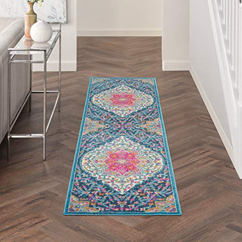 Nourison Passion Farmhouse Multicolor 2'2" x 7'6" Area -Rug, Easy -Cleaning, Non Shedding, Bed Room, Living Room, Dining Room, Kitchen (2x8)
