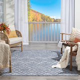 Nourison Versatile Indoor/Outdoor Denim Blue 4' x 6' Area Rug, Easy Cleaning, Non Shedding, Bed Room, Living Room, Dining Room, Deck, Backyard, Patio, High Traffic Area (4x6)