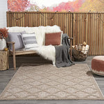 Nourison Easy Care Moroccan Natural Beige 5' x 7' Area Rug, Trellis, Easy Cleaning, Non Shedding, Bed Room, Living Room, Dining Room, Backyard, Deck, Patio (5x7)