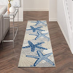 Nourison Aloha Indoor/Outdoor Blue/Grey 2'3" x 10' Area Rug, Coastal, Tropical, Easy Cleaning, Non Shedding, Bed Room, Living Room, Deck, Backyard, (10' x Runner)