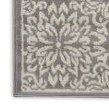 Nourison Jubilant Floral Ivory/Grey 2'3'' x 7'3'' Area-Rug, Easy-Cleaning, Non Shedding, Bed Room, Living Room, Dining Room, Kitchen (2x7)