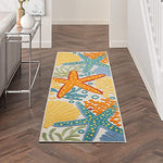 Nourison Aloha Indoor/Outdoor Multicolor 2' x 6' Area Rug, Coastal, Tropical, Easy Cleaning, Non Shedding, Bed Room, Living Room, Deck, Backyard, (6' x Runner)