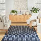 Nourison Reversible Indoor Outdoor Geometric Navy 5' x 7' Area Rug, Easy Clean, Non Shedding, Bed Room, Living Room, Dining Room, Kitchen (5x7)